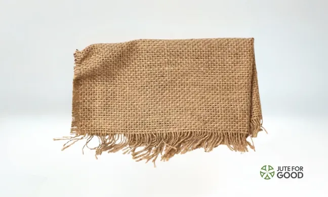 Natural jute hessian cloth with fringed edges